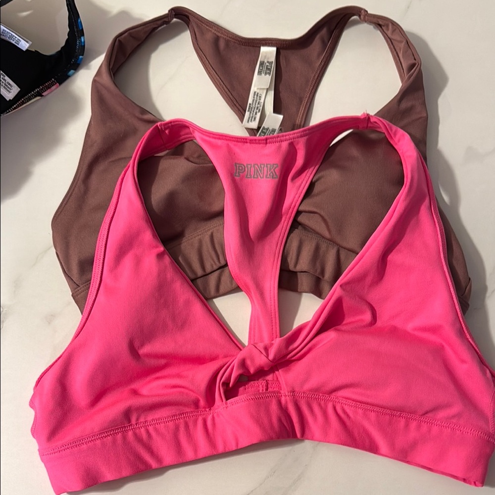 PINK Victoria's Secret Women's  swim tops pink and brown  size large